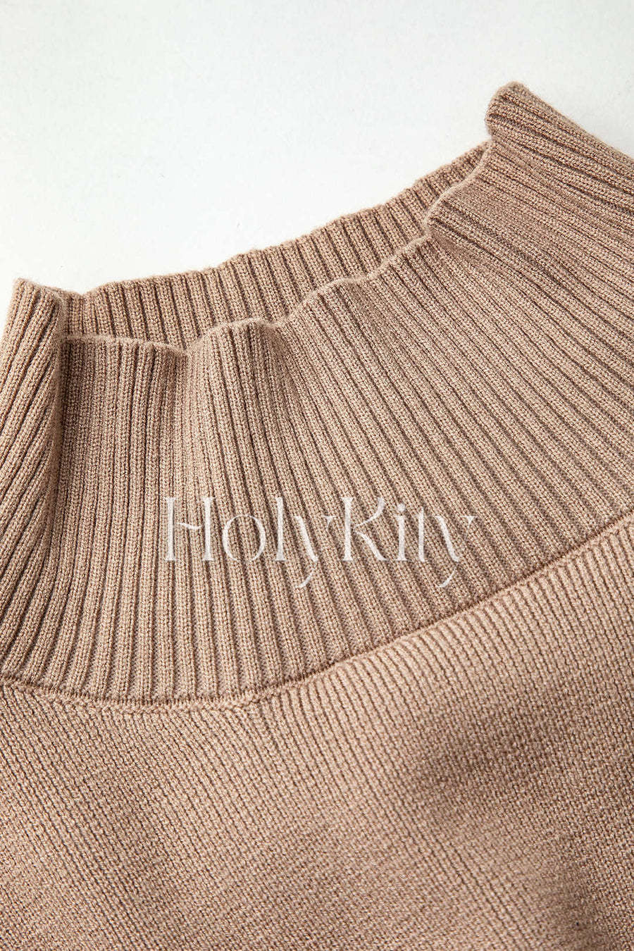 Mock Neck Asymmetrical Hem Long Sleeve Knit Top