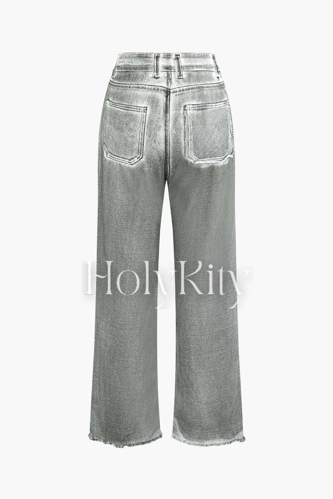 Jeans mit geradem Bein und ausgefranstem Saum im Used-Look