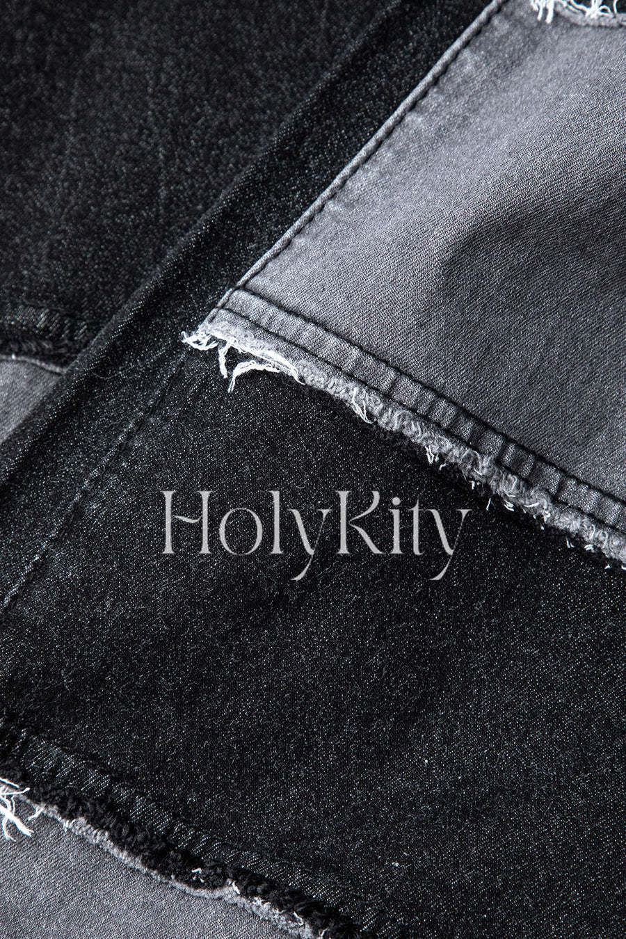 Patchwork Flap Pocket Straight Leg Jeans