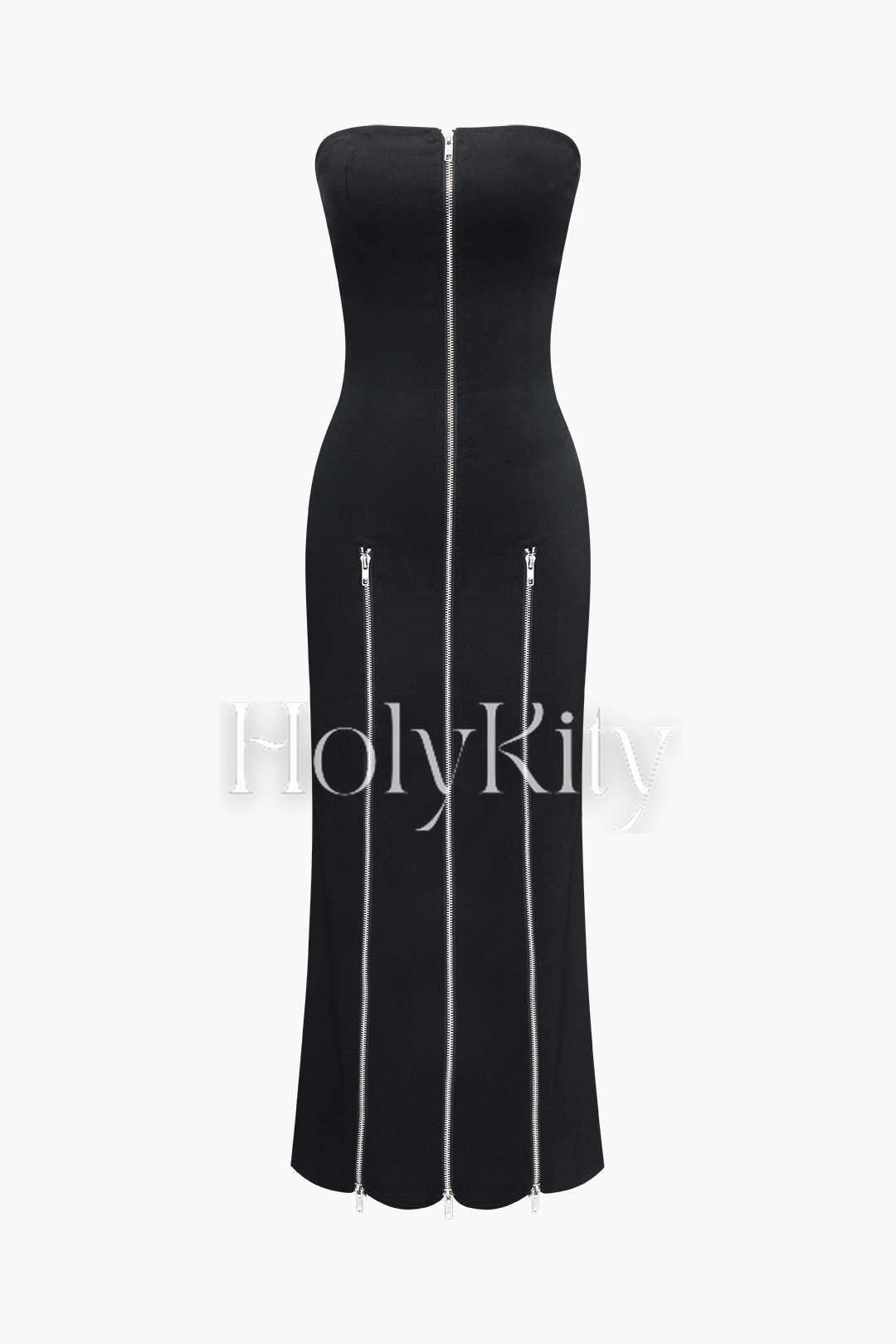 Robe longue sans bretelles zippée