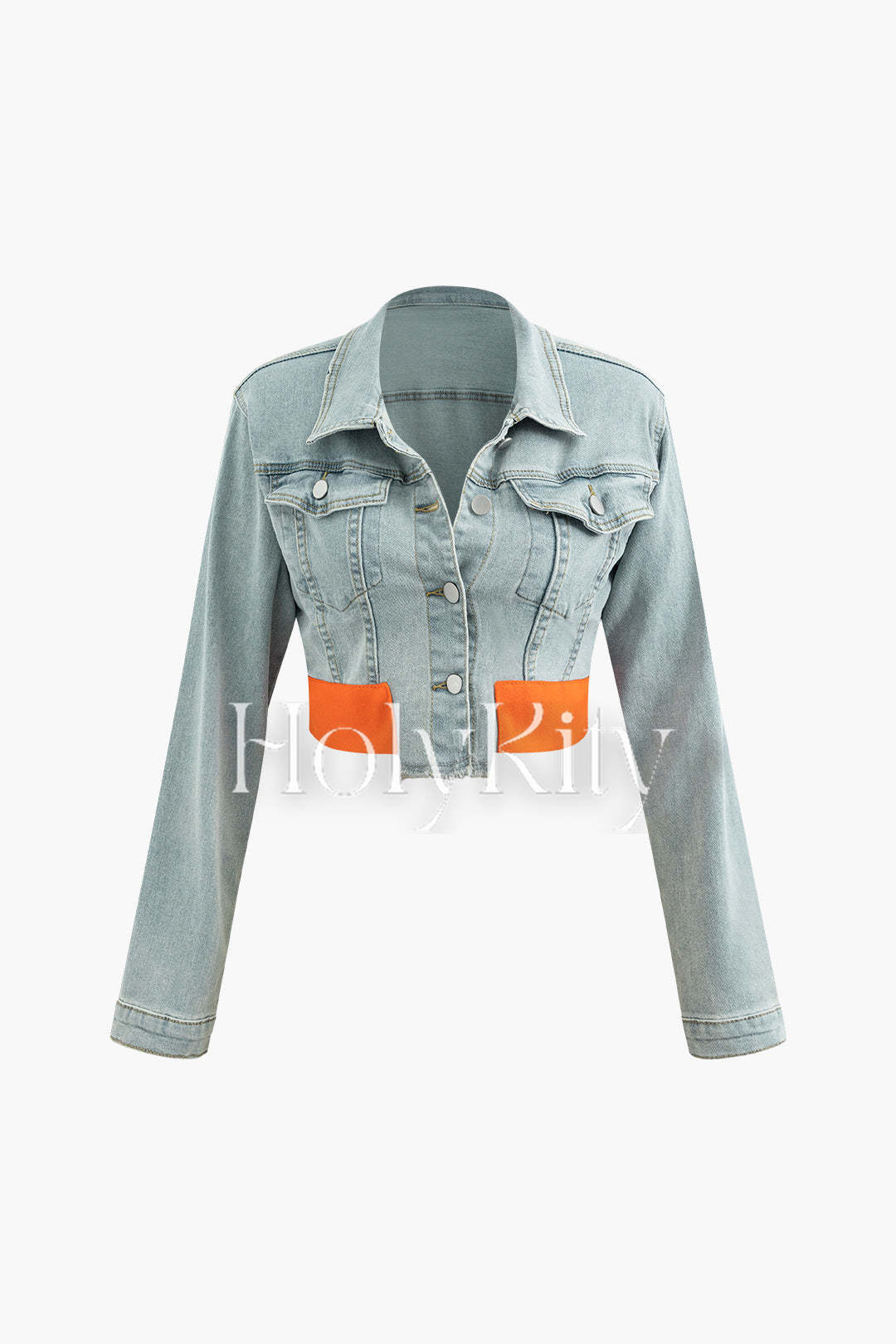 Contrast Denim Shirt And Chain Detail Shorts Set