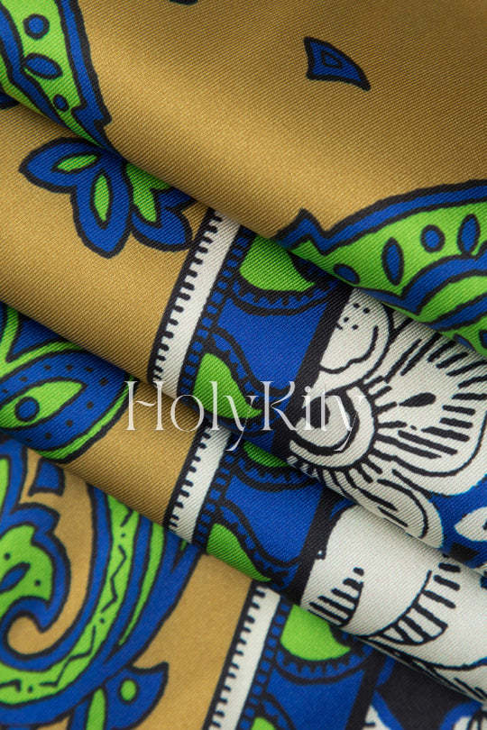 Paisley Print Drawstring Waist Pants