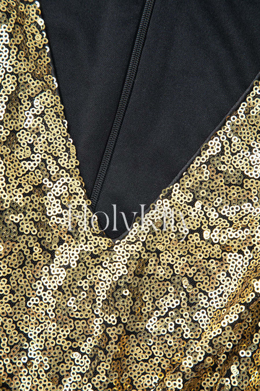 Mini-robe à paillettes, col en V, sans manches, découpée