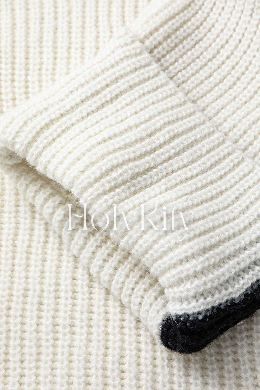Pull à col roulé contrasté et poignets roulés
