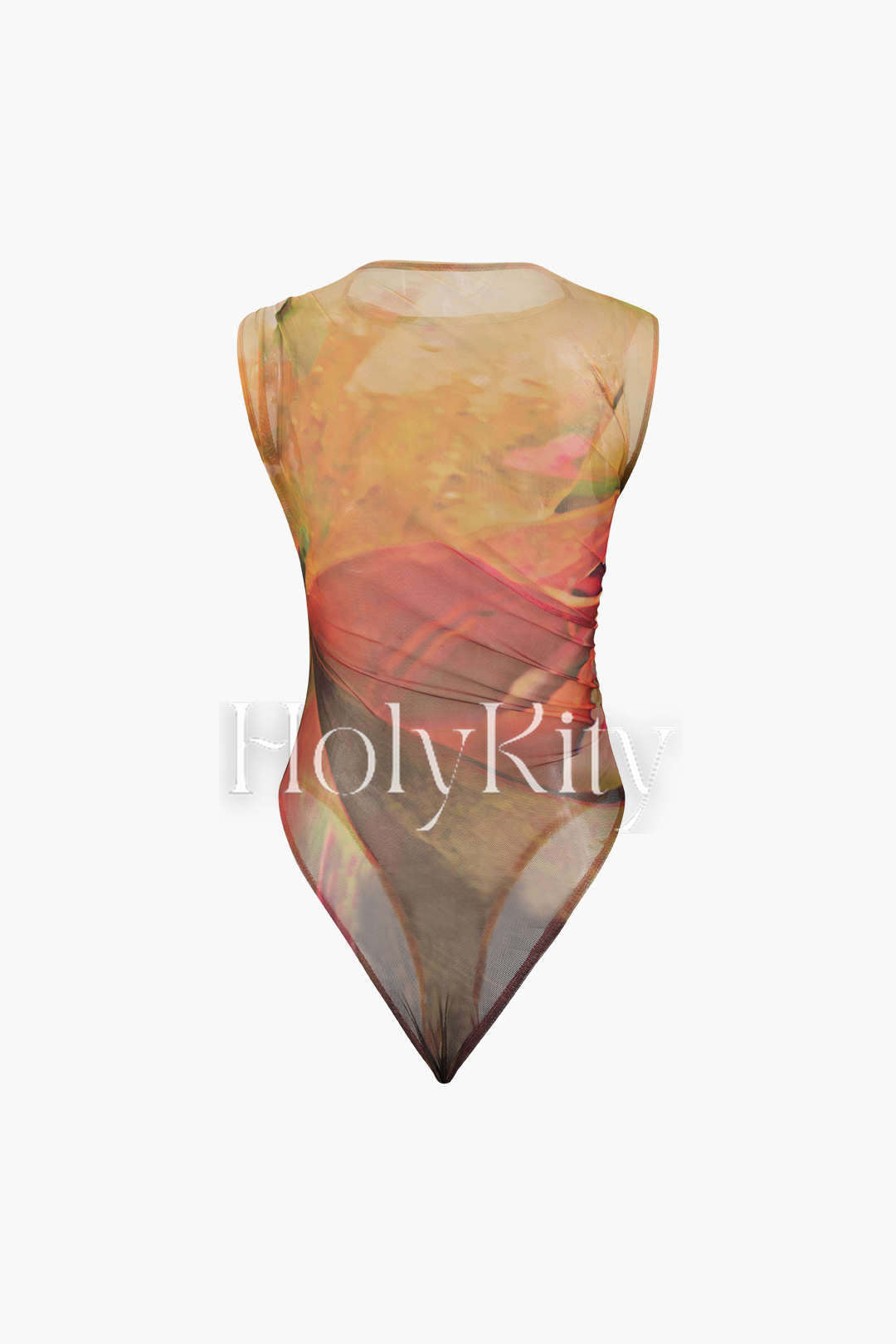 Ärmelloser Netzbody mit abstraktem Print