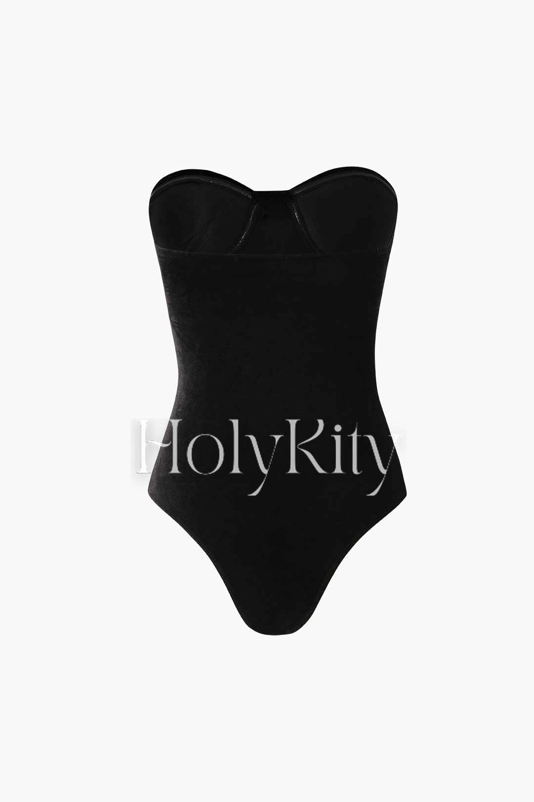 Trägerloser Bustier-Body aus Samt