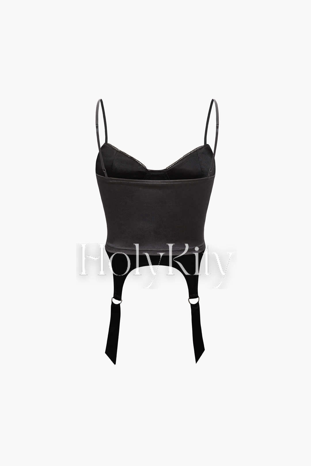 Satin-Camisole mit Strumpfband und Spitze