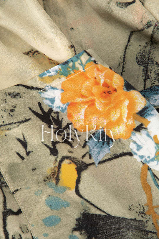 Floral Print Satin Pants