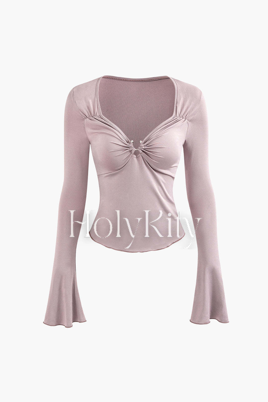 Set aus gerüschtem Oberteil mit V-Ausschnitt und ausgestellten Ärmeln und Maxirock im Meerjungfrauen-Stil