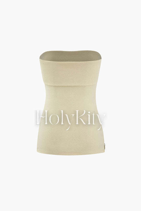 Strukturiertes Tube-Top mit Falteneffekt