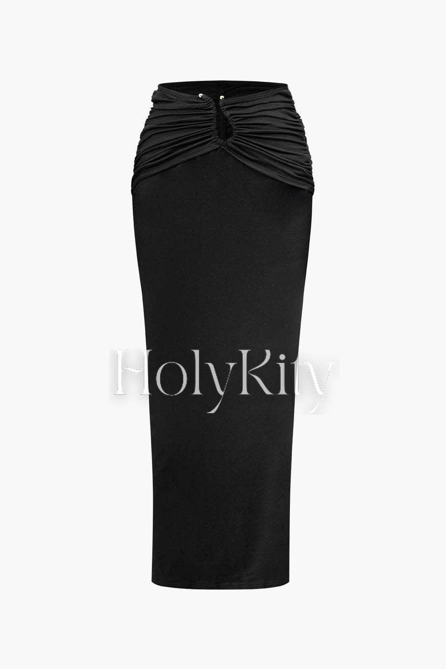 Square Neck Long Sleeve Top And Ruched Maxi Skirt Set
