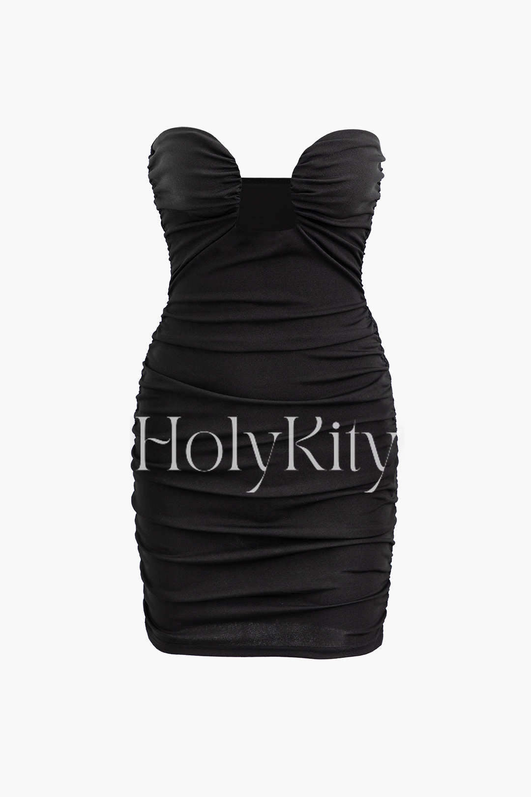 Strapless Ruched Cut Out Mini Dress
