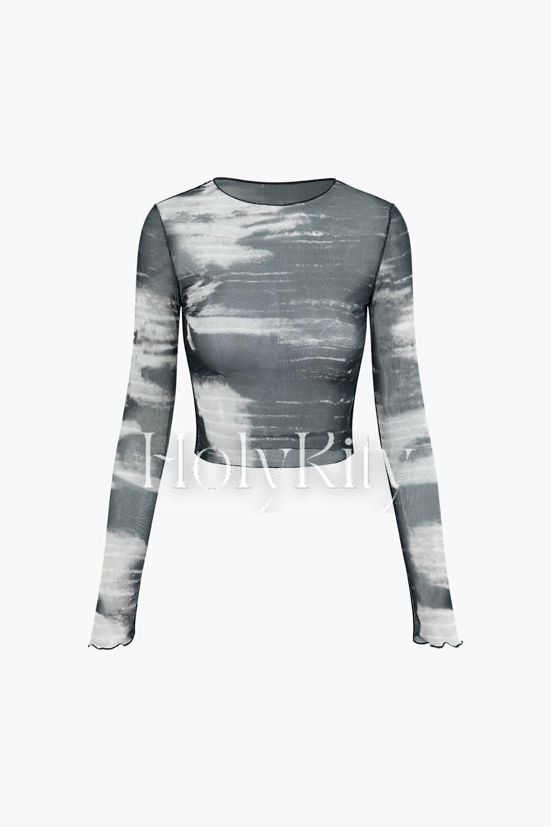 Haut court à manches longues en maille tie-dye