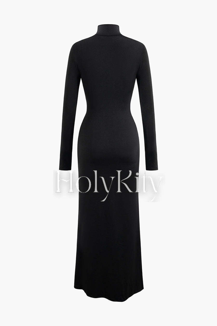 Body Print Turtle Neck Long Sleeve Maxi Dress