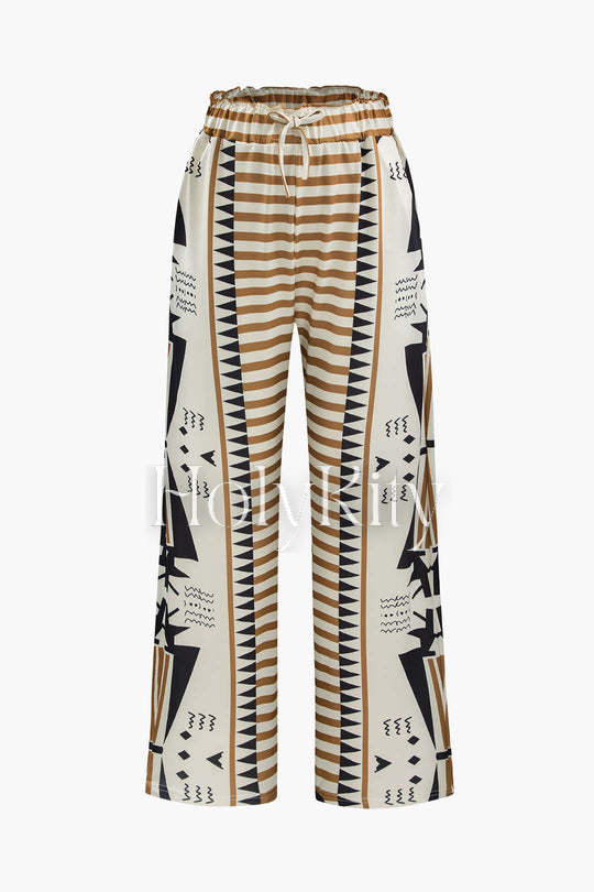 Pantalon imprimé à taille nouée