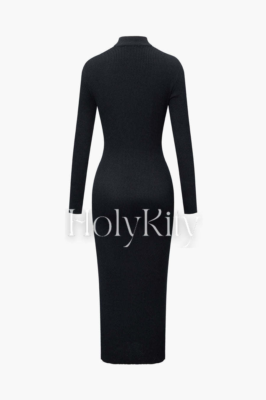 Solid Knit Cut Out Midi Dress