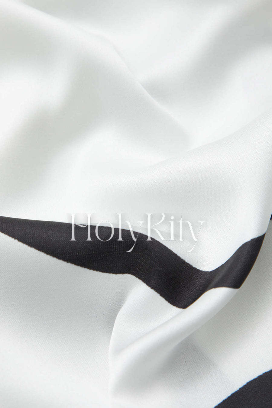 Line Pattern Satin Crop Long Sleeve Shirt