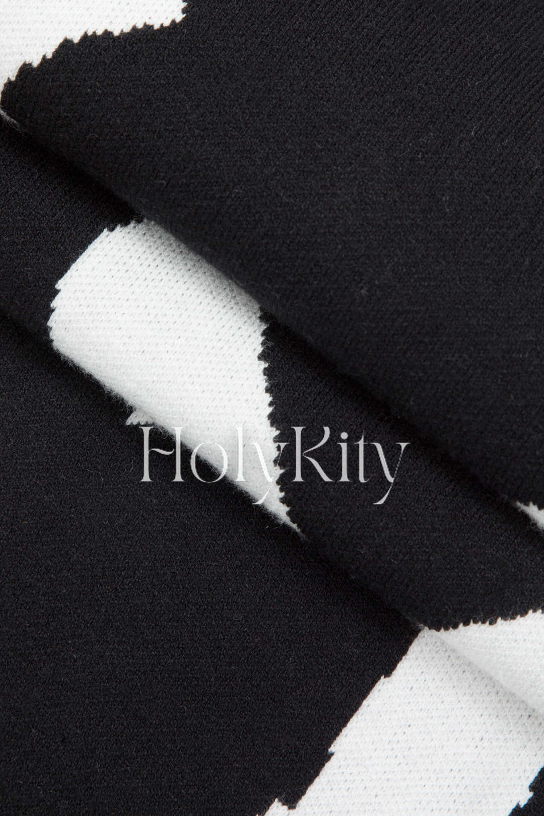 Black And White Long Sleeve Knit Maxi Dress