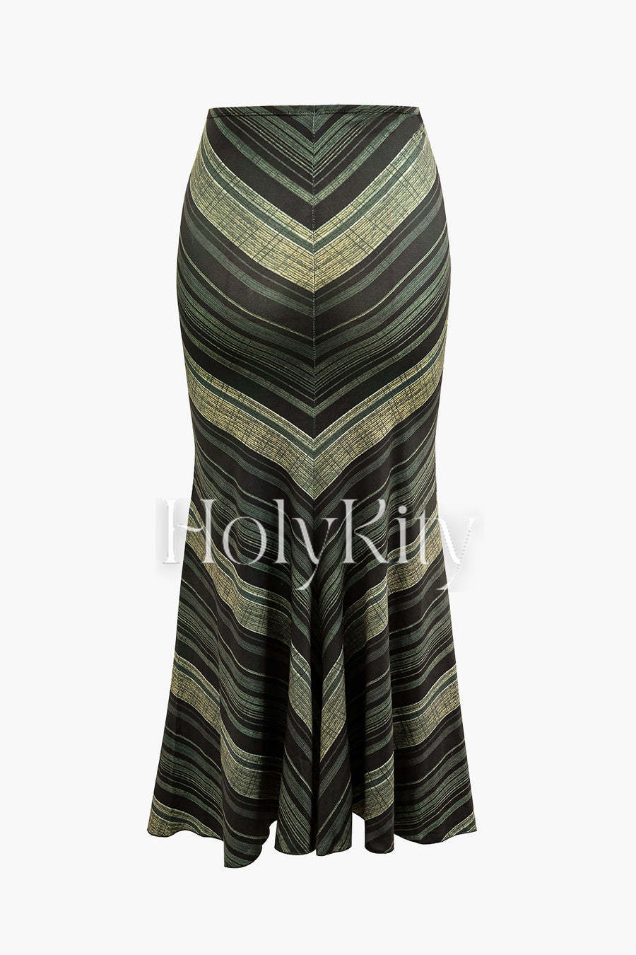 V-shape Pattern Stripe Mermaid Maxi Skirt