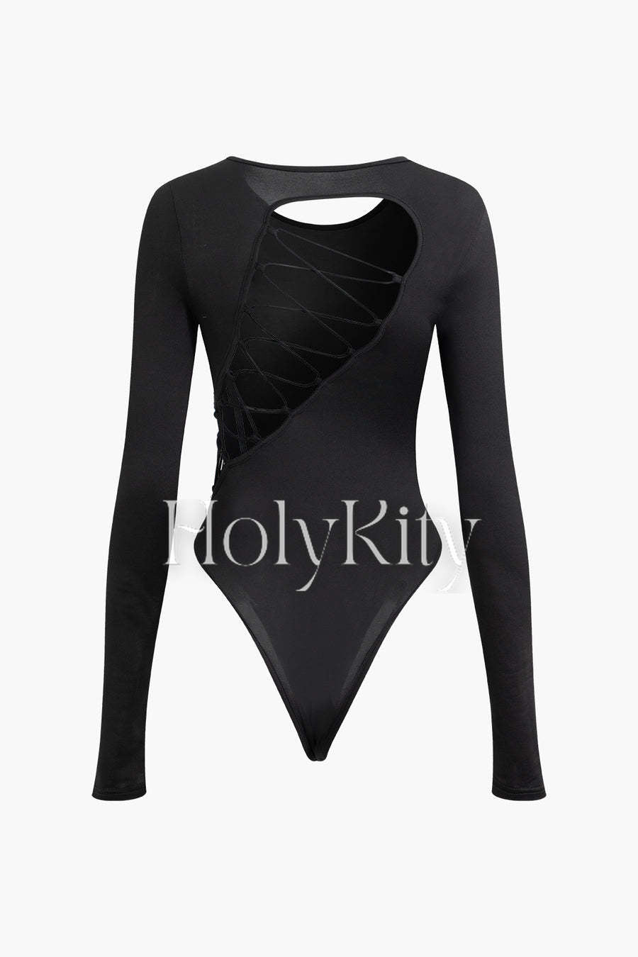 Cut Out Round Neck Long Sleeve Bodysuit