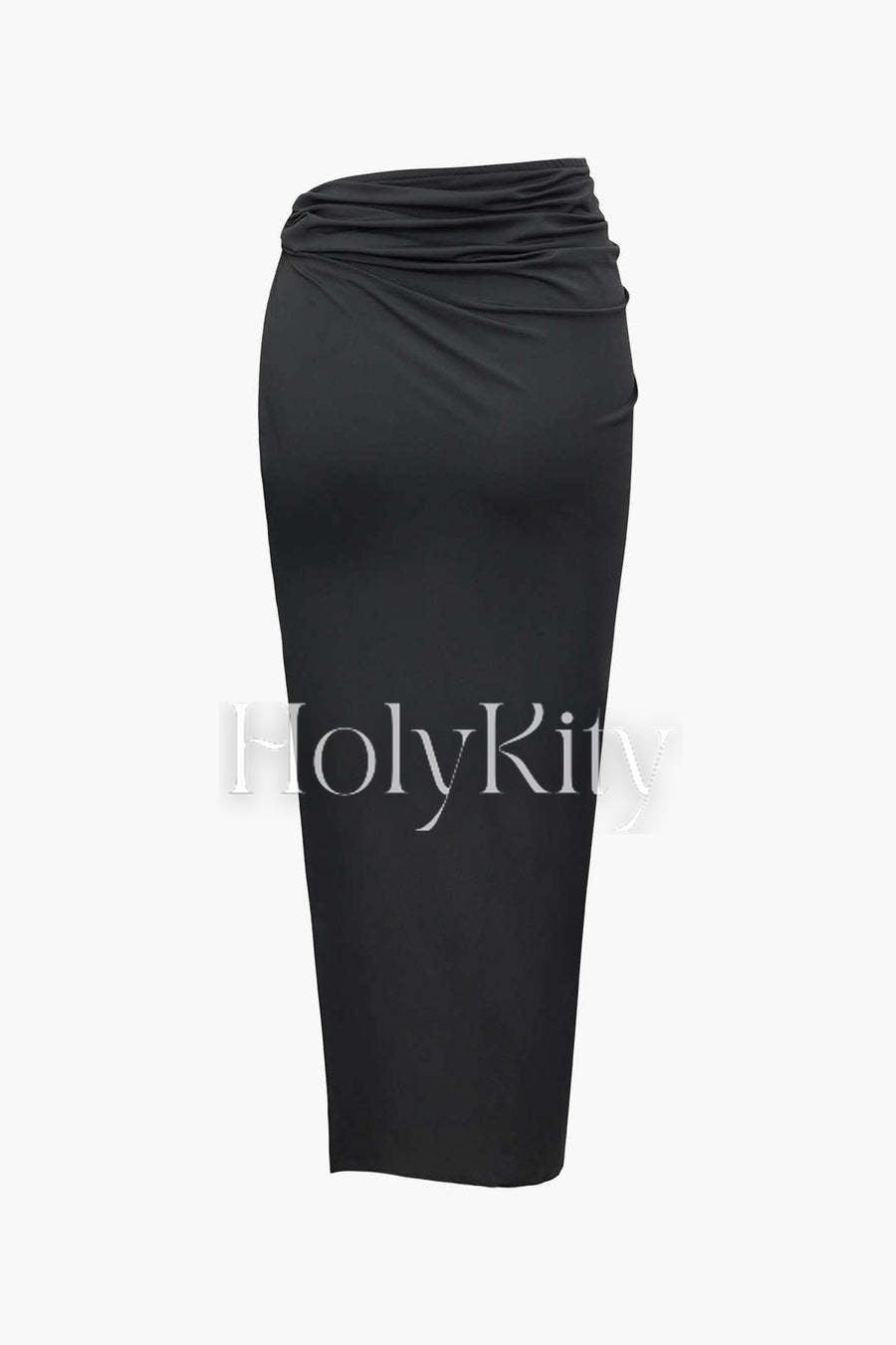 Moon Print Mesh Bodysuit And Ruched Slit Maxi Skirt Set