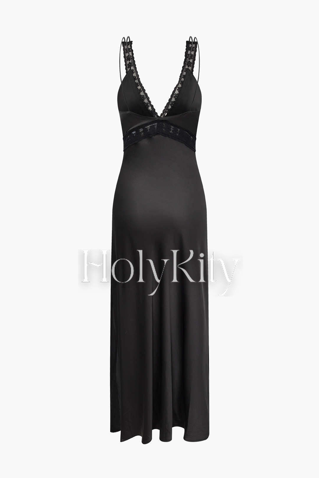 Maxikleid mit V-Ausschnitt und floralem Spitzenbesatz