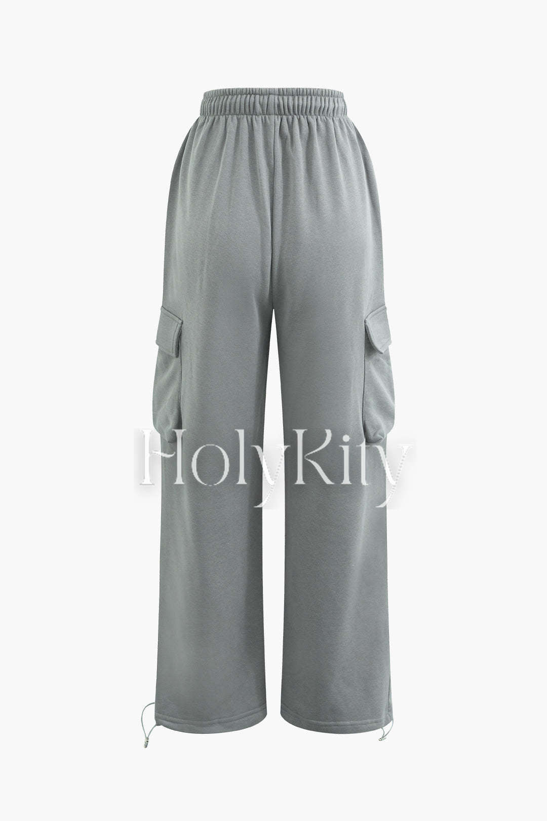 Hose mit hoher Taille, Kordelzug und Pattentasche und geradem Bein