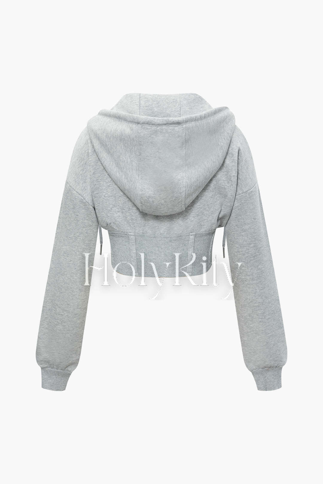Kurze Sweatshirtjacke mit Kapuze und Reißverschluss