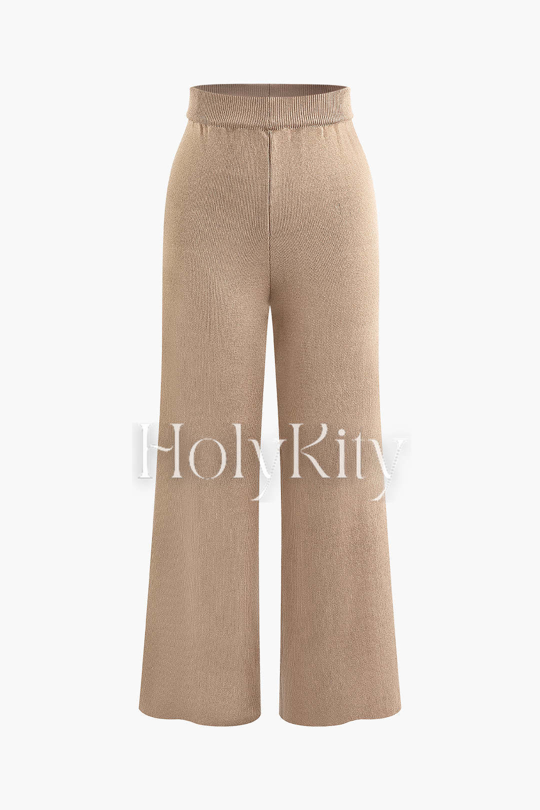 Strickhose mit hoher Taille und weitem Bein