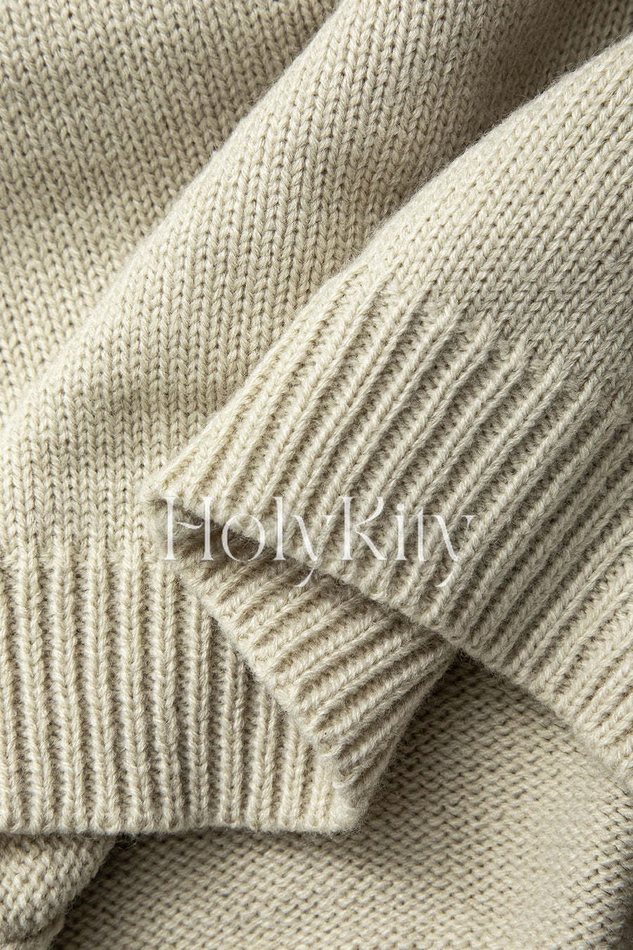 Pull à manches longues en tricot à col montant et fermeture éclair