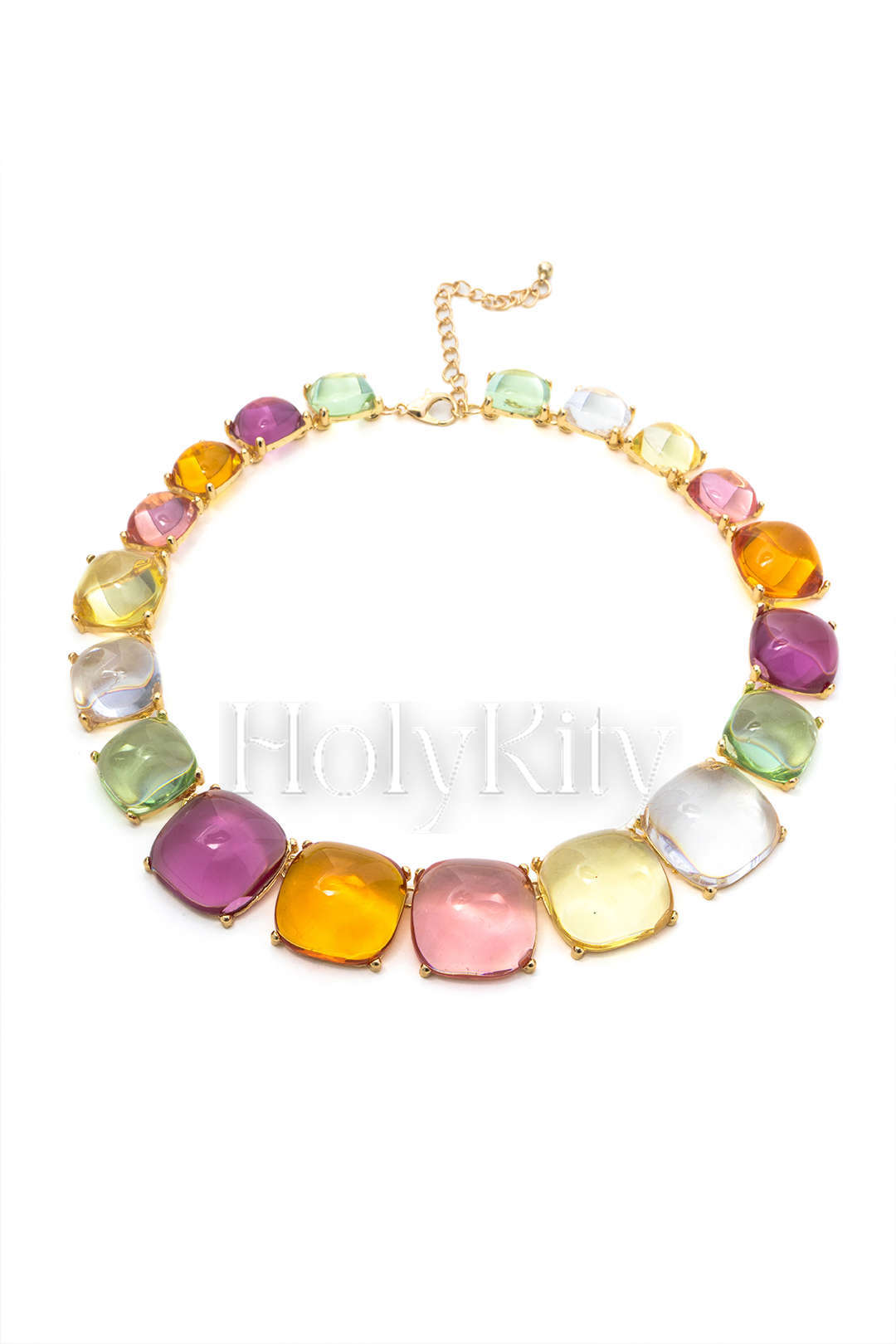 Collier en résine multicolore
