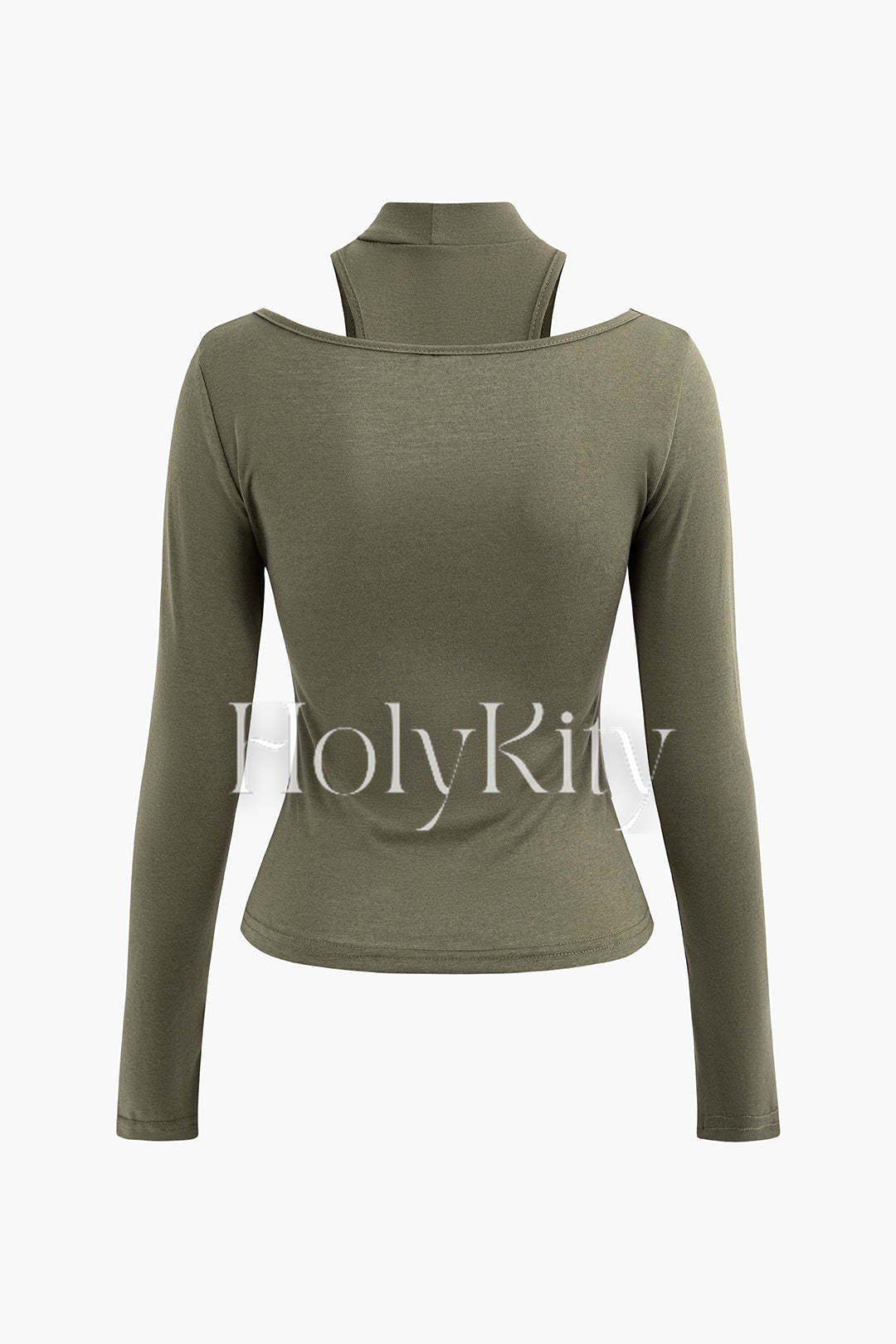 Set aus Tanktop mit Stehkragen und Langarmoberteil mit eckigem Ausschnitt