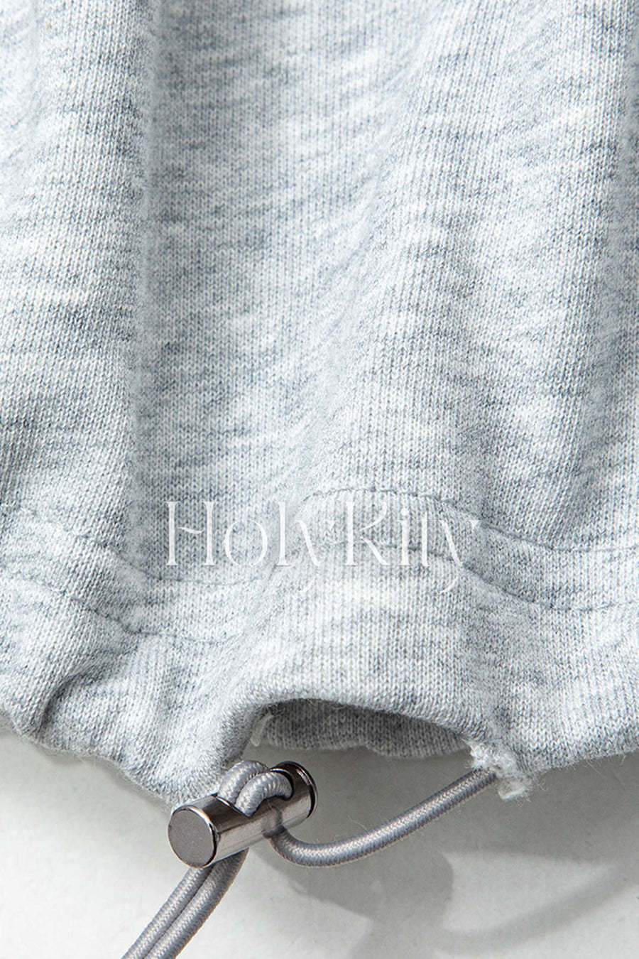 Solid Drawstring Hem Crop Sweatshirt