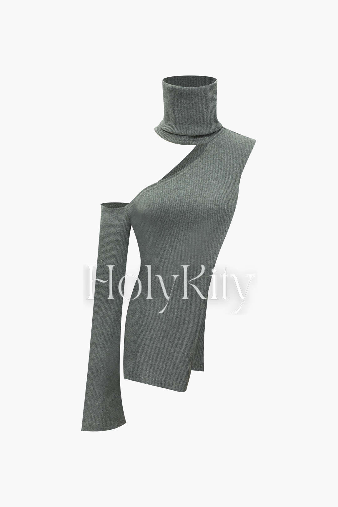 Ensemble haut à col roulé asymétrique et robe midi