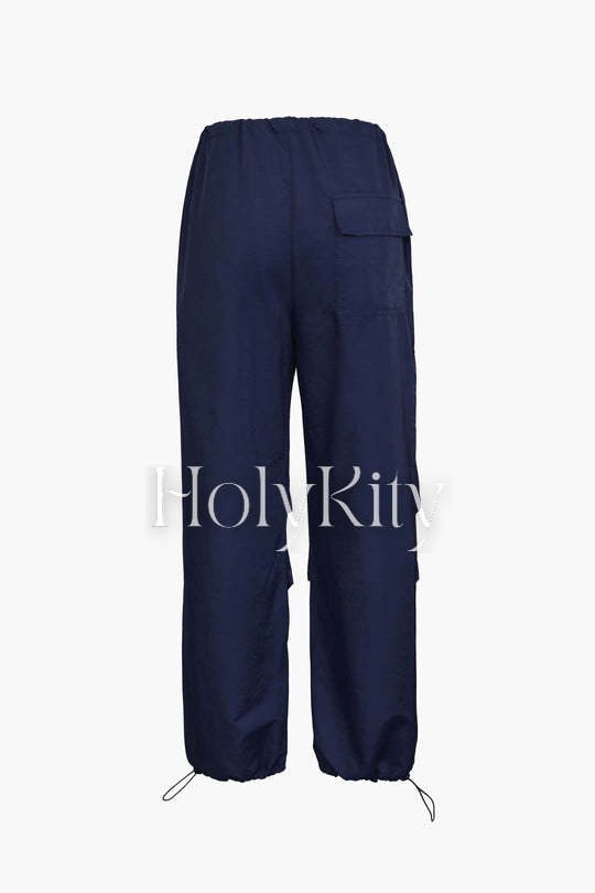 Pantalon cargo à cordon de serrage