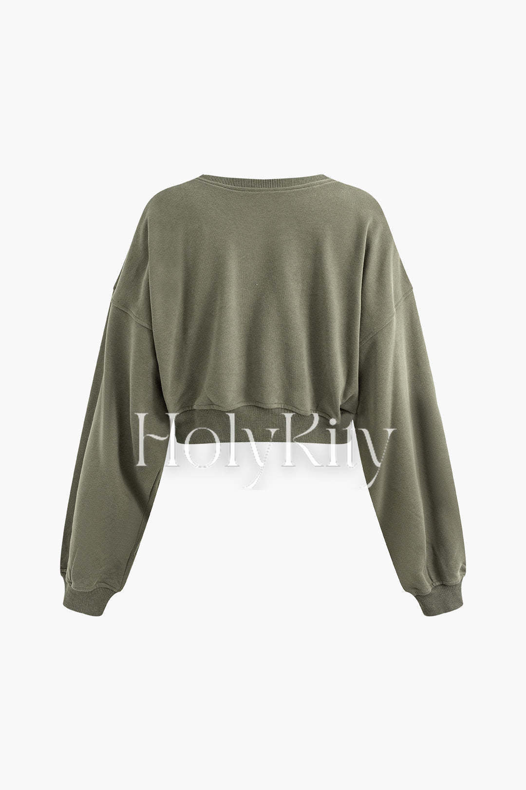 Sweat-shirt court uni à col en V