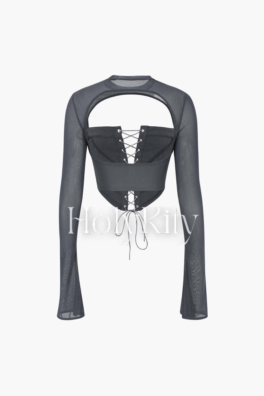 Haut corset à lacets et manches longues 