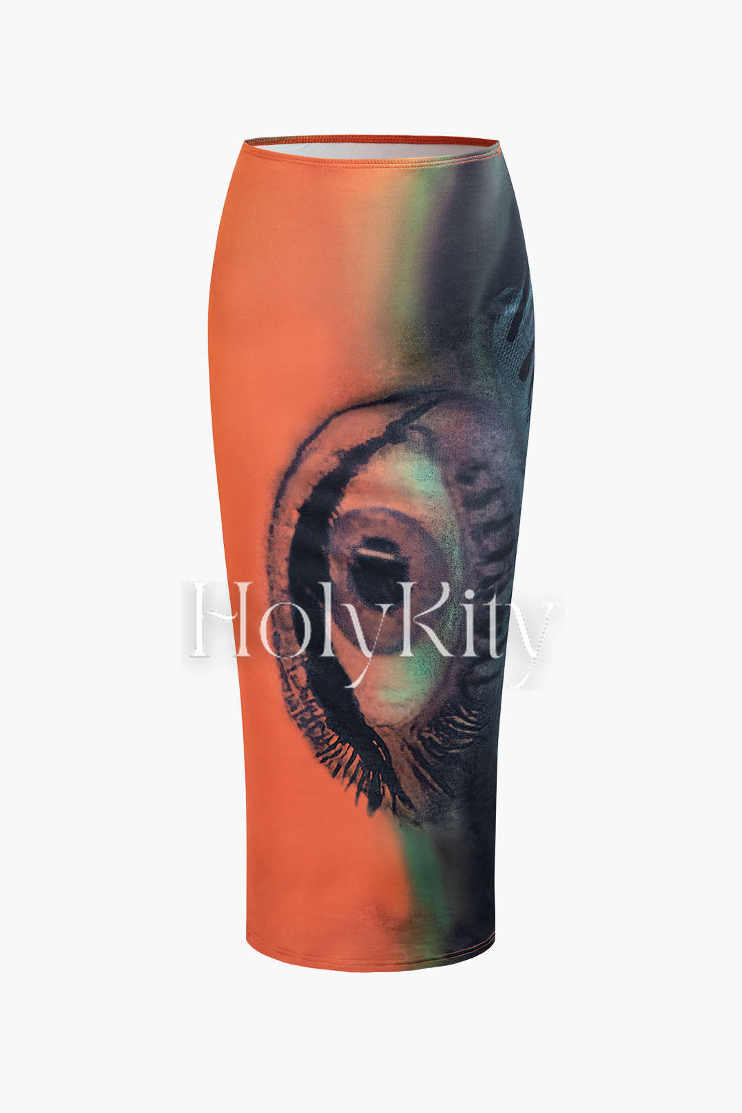 Jupe midi à imprimé yeux tie-dye 