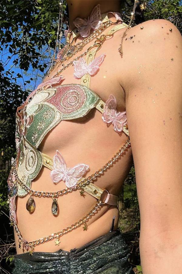 Butterfly-shaped patchwork metal strap