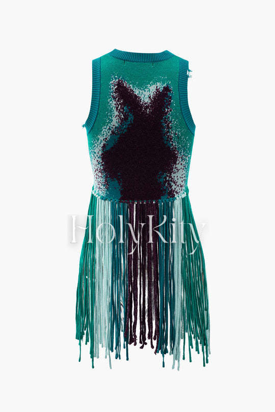 Fringe Hem Knit Tank Top