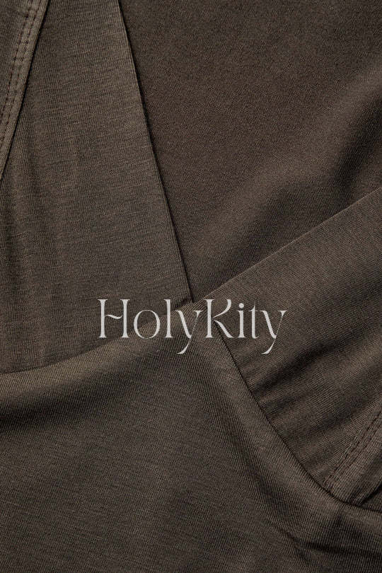 Solid V-neck Long Sleeve Bodysuit