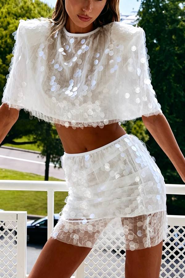 Aura Sparkly Sheer Mesh Sequin Co-ord Set