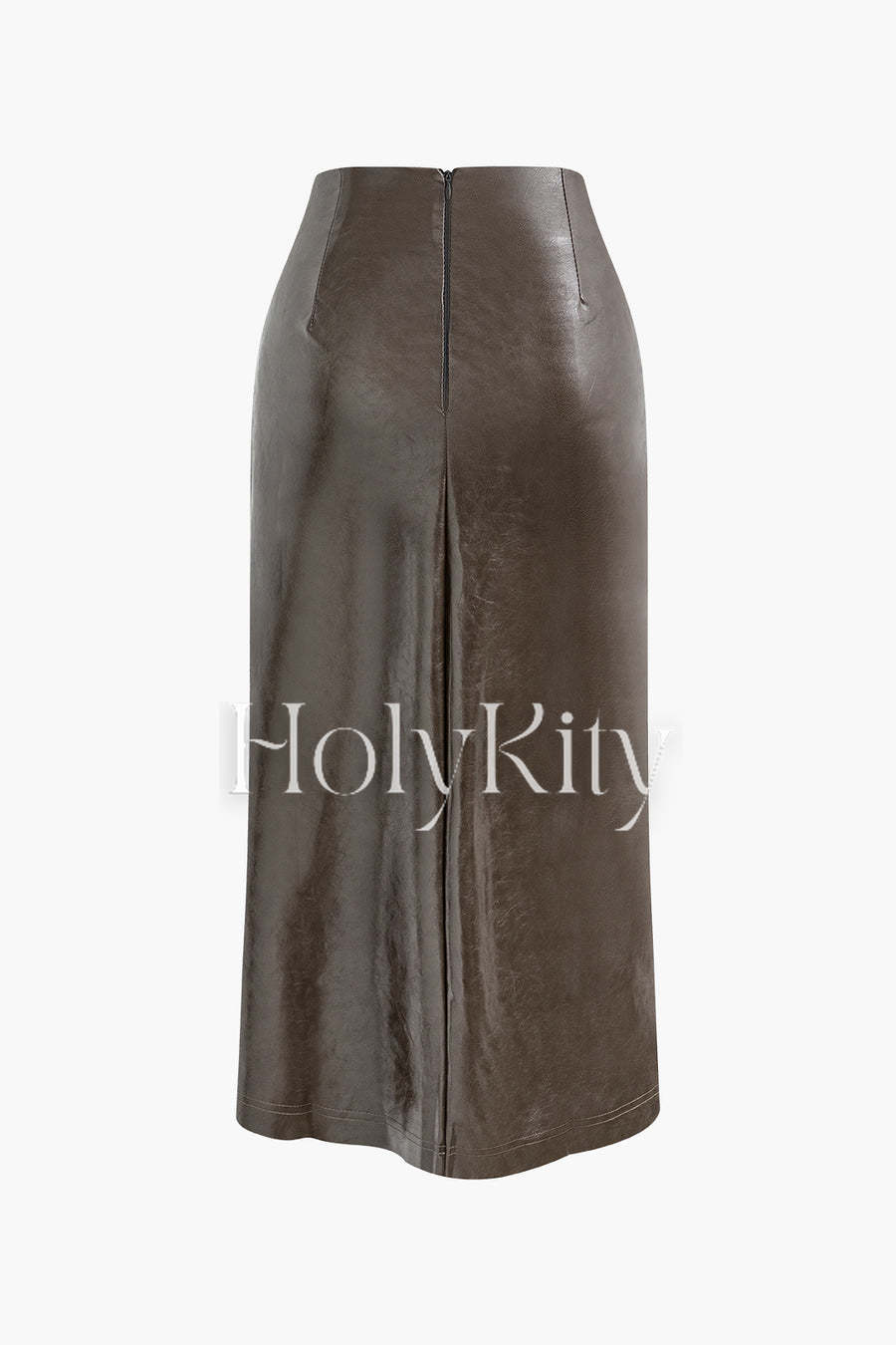Jupe longue fendue en similicuir taille haute 