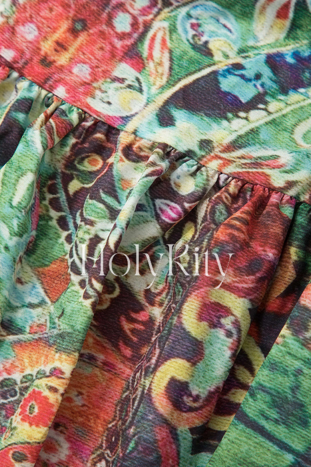 Bedrucktes Maxikleid mit V-Ausschnitt, Cut-Out und Knoten hinten 