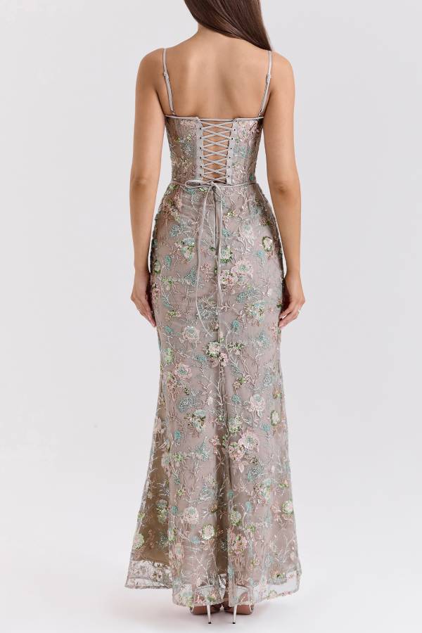 Stylish Sleeveless Halter-neck Slim-fit Backless Tie-up Elegant Maxi Dress