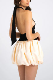 Yaira Backless Drop Waist Mini Bubble Dress