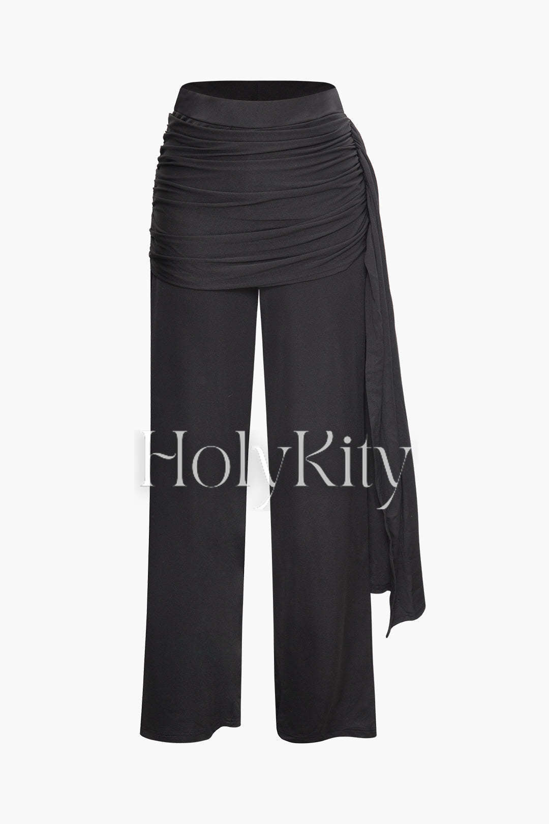 High Waist Ruched Straight Leg Pants
