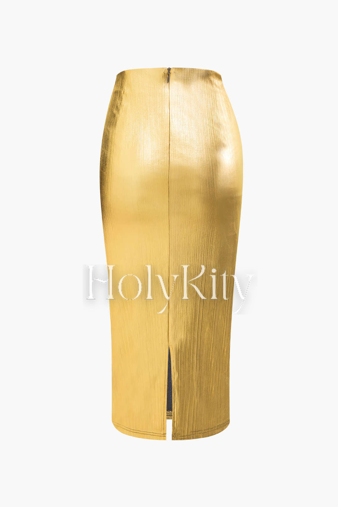 Metallic Twist Split Midi Skirt