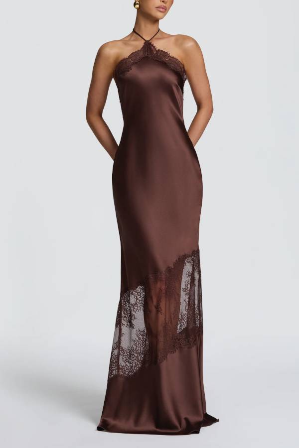 Agnetha Maxi Dress - Plum Brown