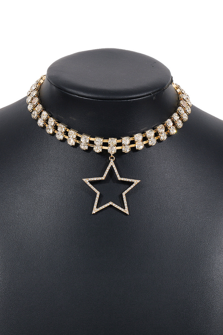 Modisches Halsband mit Sternanhänger und Strasssteinen 